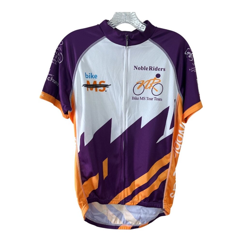 Primal Noble Riders Bike MS Tour Team Cycling Jersey Men’s M Purple Orange White